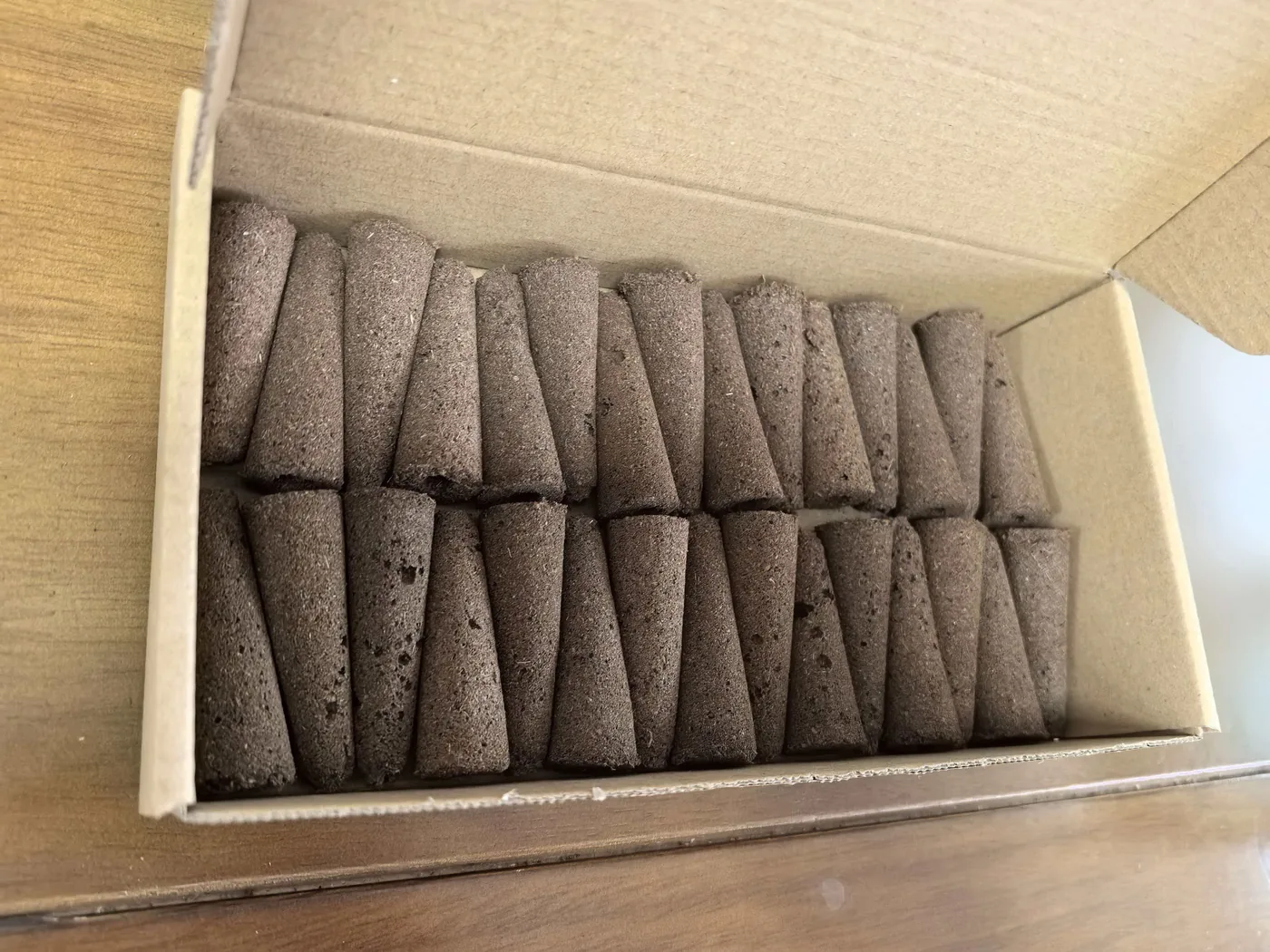 MCCS molded coir and peat hydroponic grow plugs packed for commercial sample evaluation